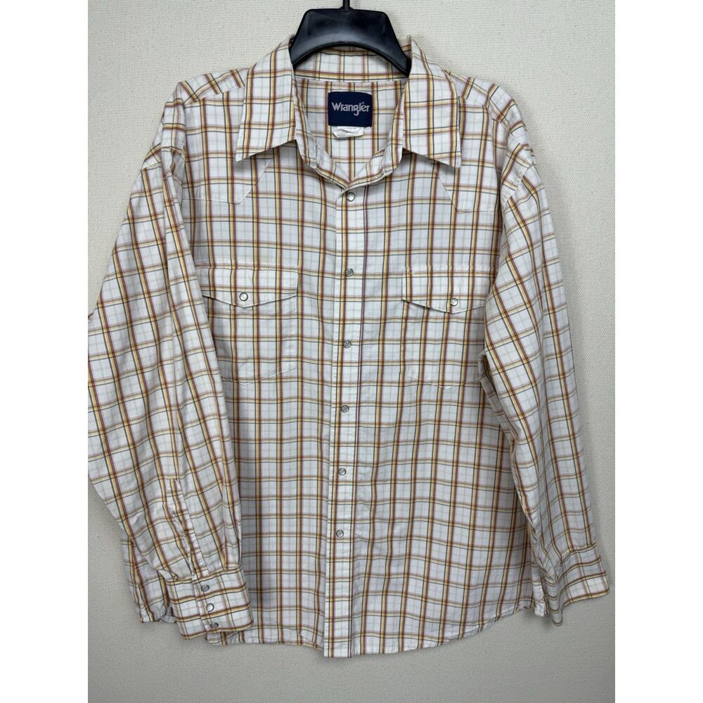 Wrangler Men's‎ Shirt Long Sleeve Pearl Snaps Western Sz XXL Cowboy Retro